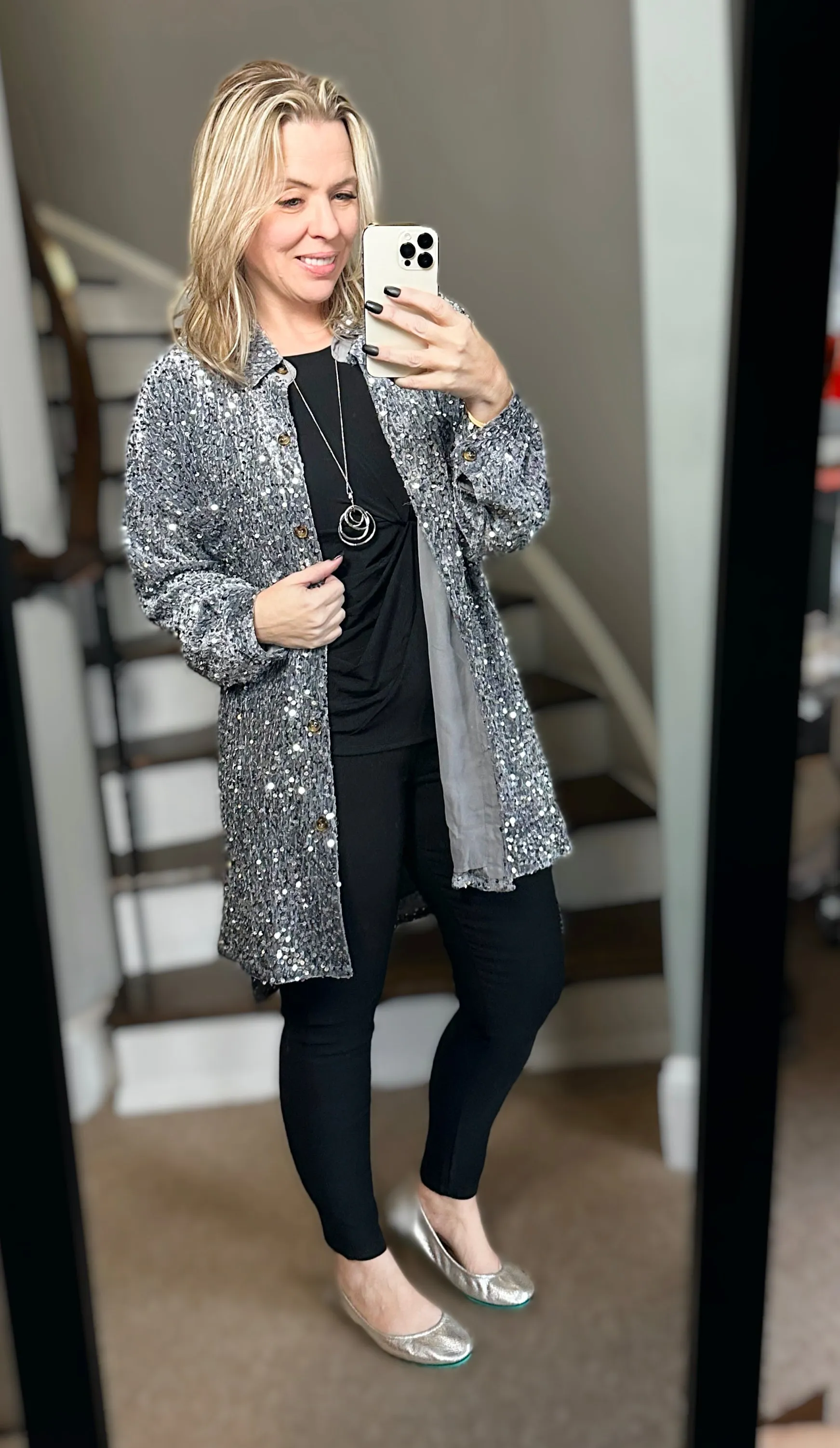 2 Colors - Sequins and Velvet Button Down Shirt Dress / Cardigan