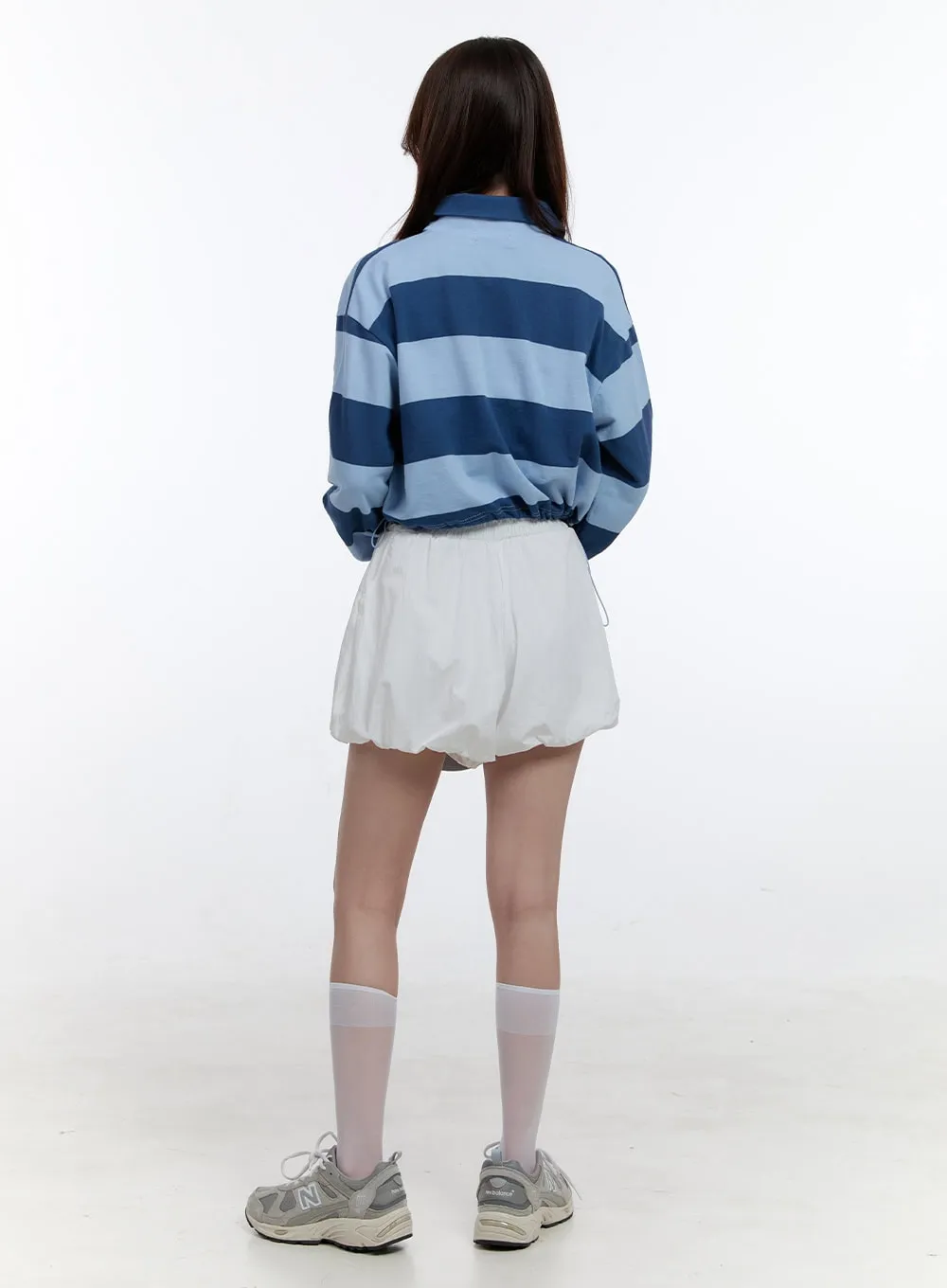 Adjustable Crop Stripe Sweatshirt OO407