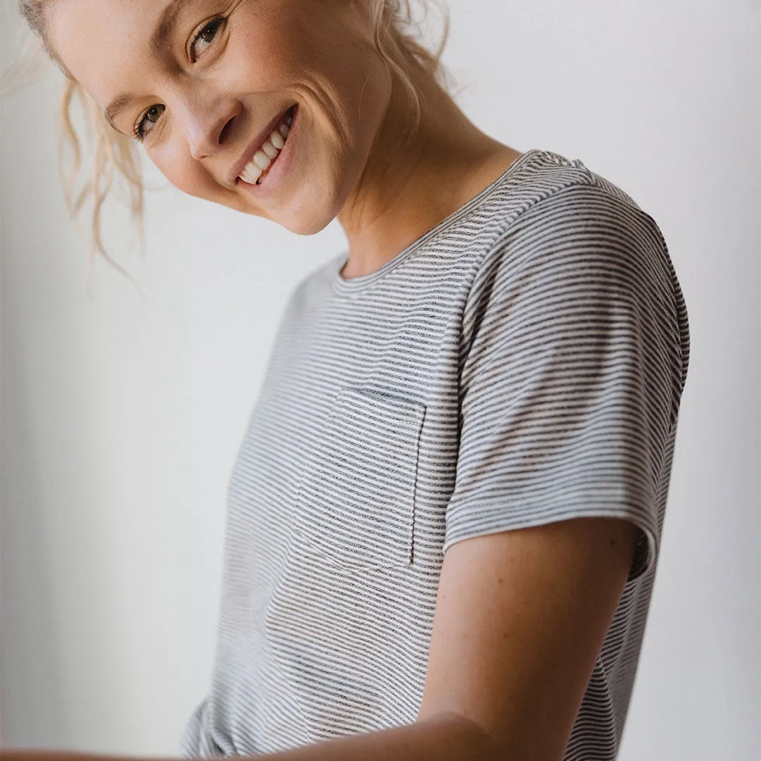 Basic Tee, Grey Micro Stripe