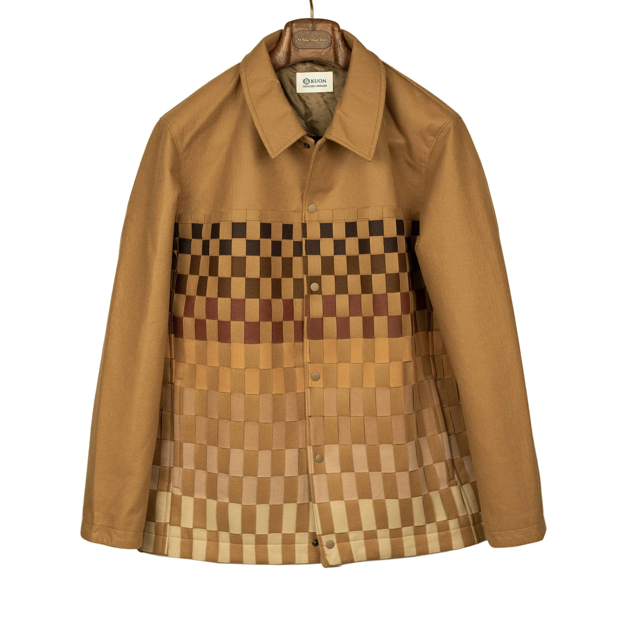 Basketweave coaches jacket in biege gradient poly