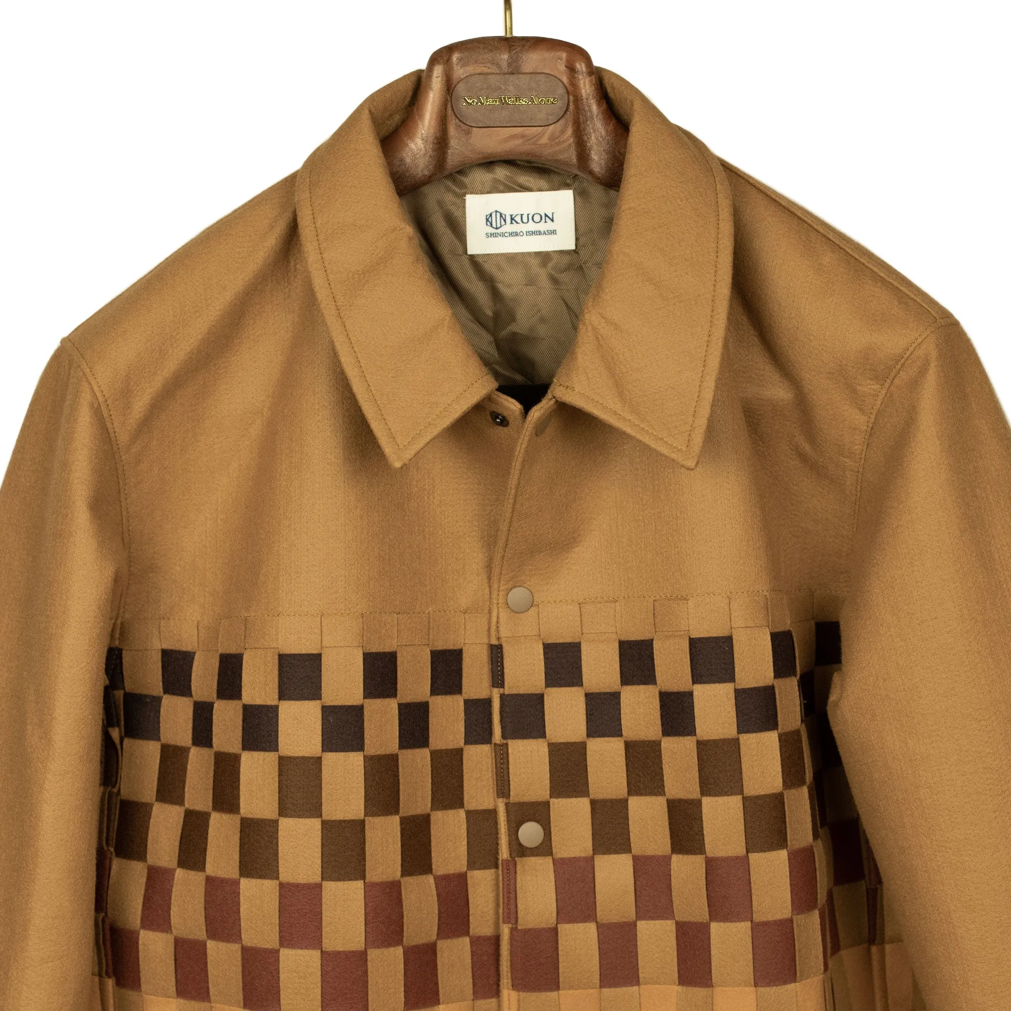 Basketweave coaches jacket in biege gradient poly