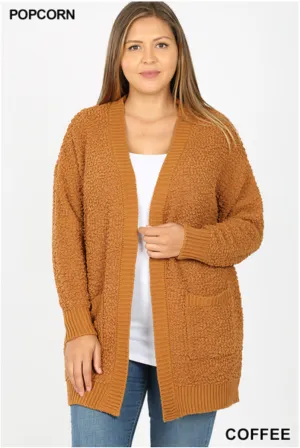 Beautifully Basic Snuggly Popcorn Cardi Cardigan - Coffee