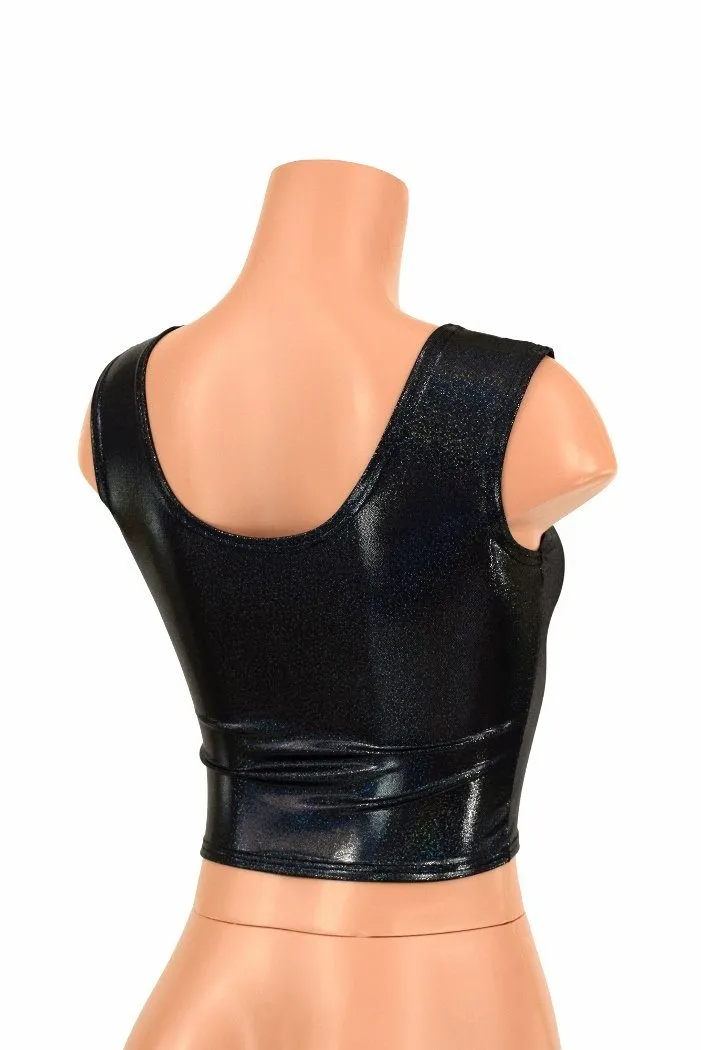 Black Holographic Crop Top