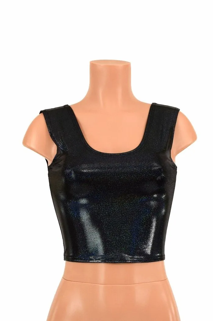 Black Holographic Crop Top