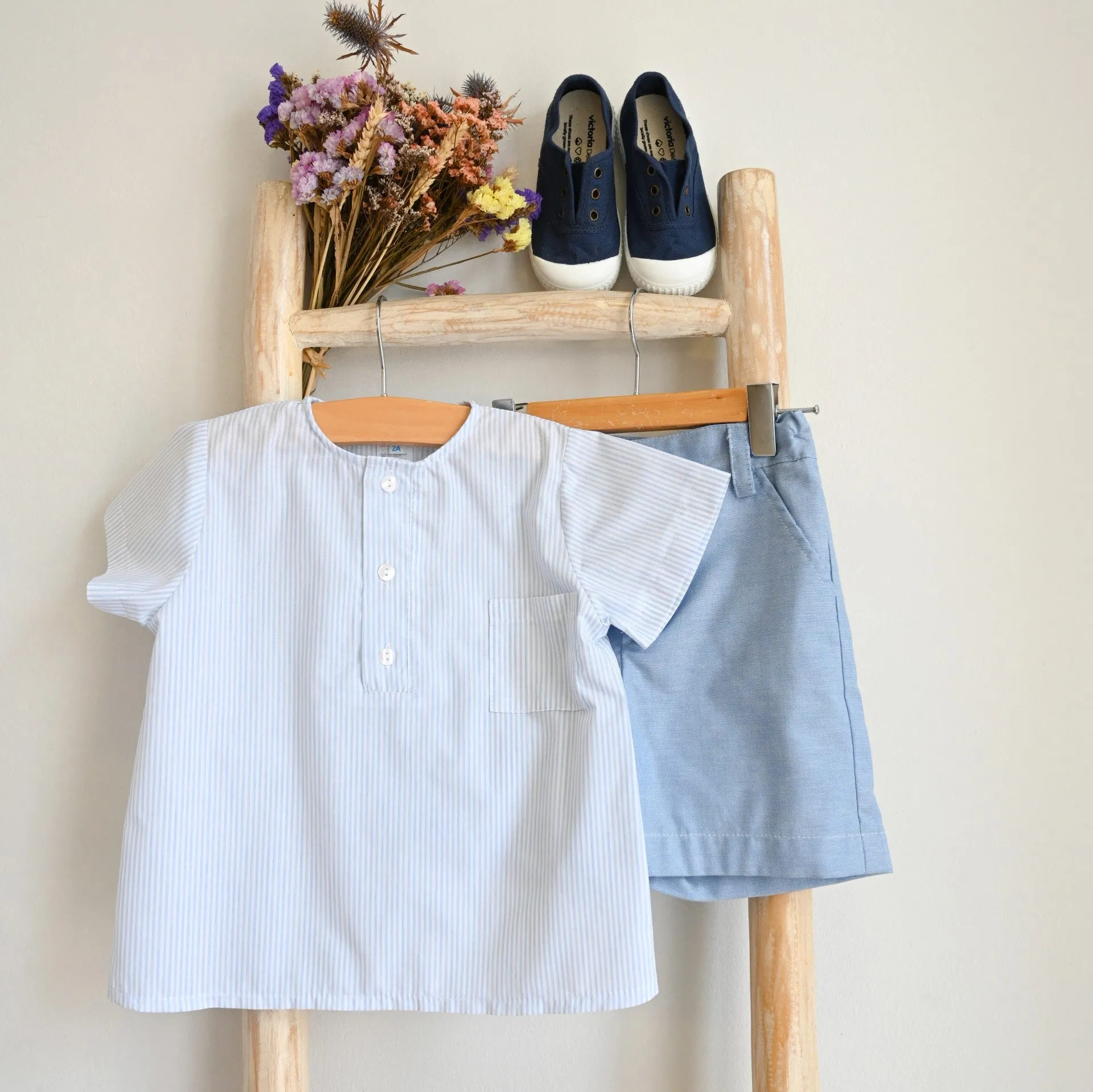 Blue Stripe Short Sleeved Shirt