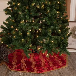 Christmas Tree Skirt 48 inch Yule Modern Embroidered Red Yellow Glam Holiday Decor VHC Brands