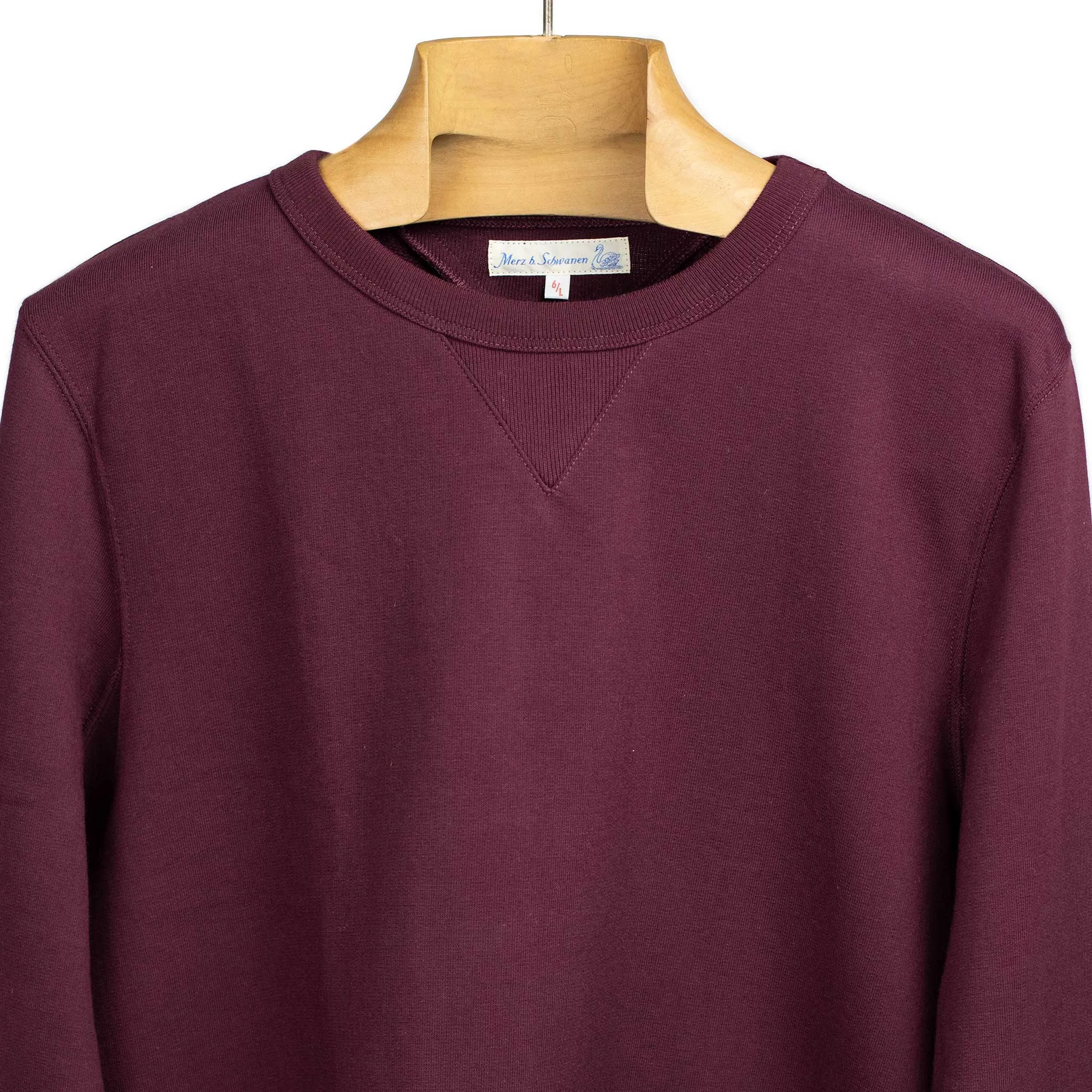 Classic three-thread 346 sweatshirt in 'Ruby Red' burgundy cotton