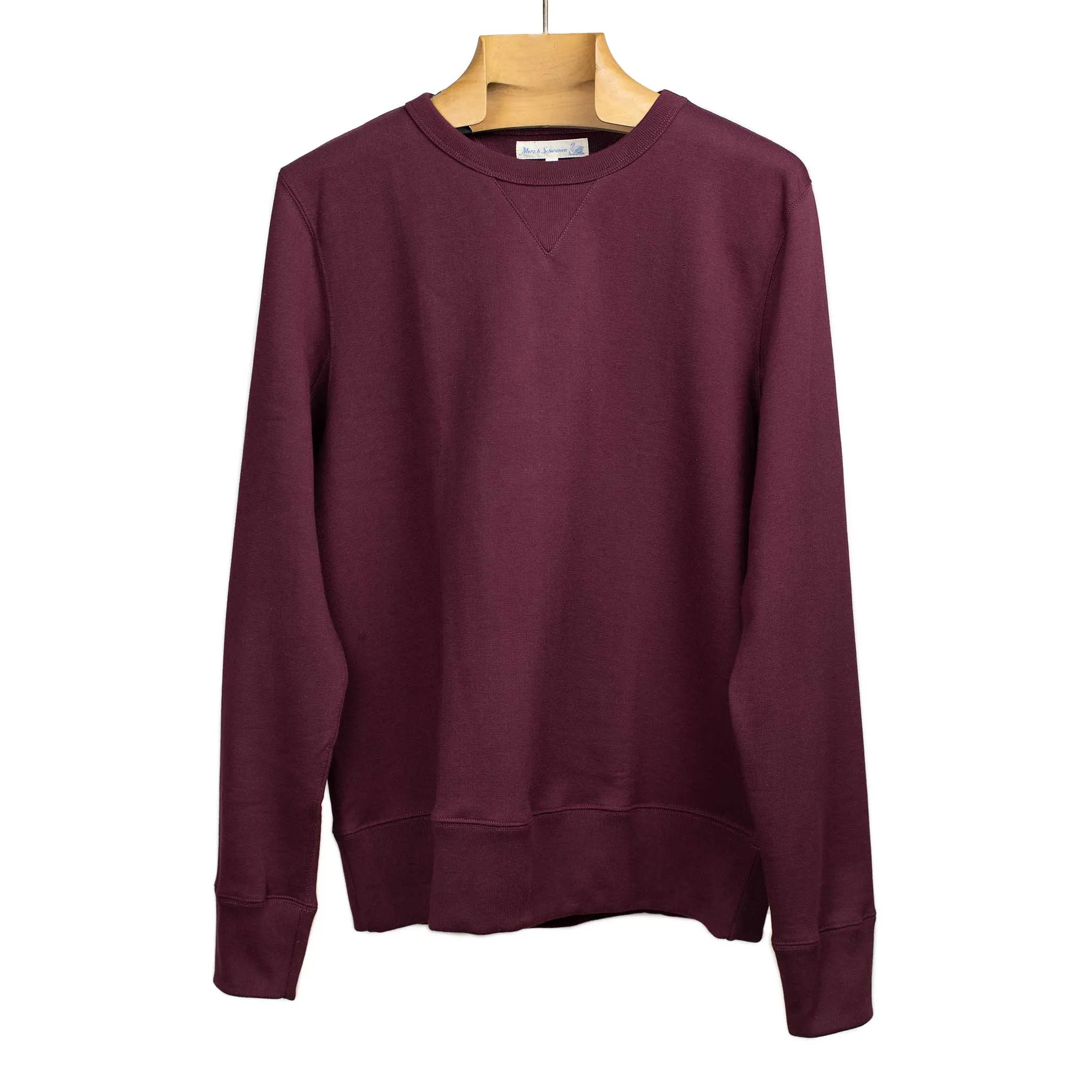 Classic three-thread 346 sweatshirt in 'Ruby Red' burgundy cotton