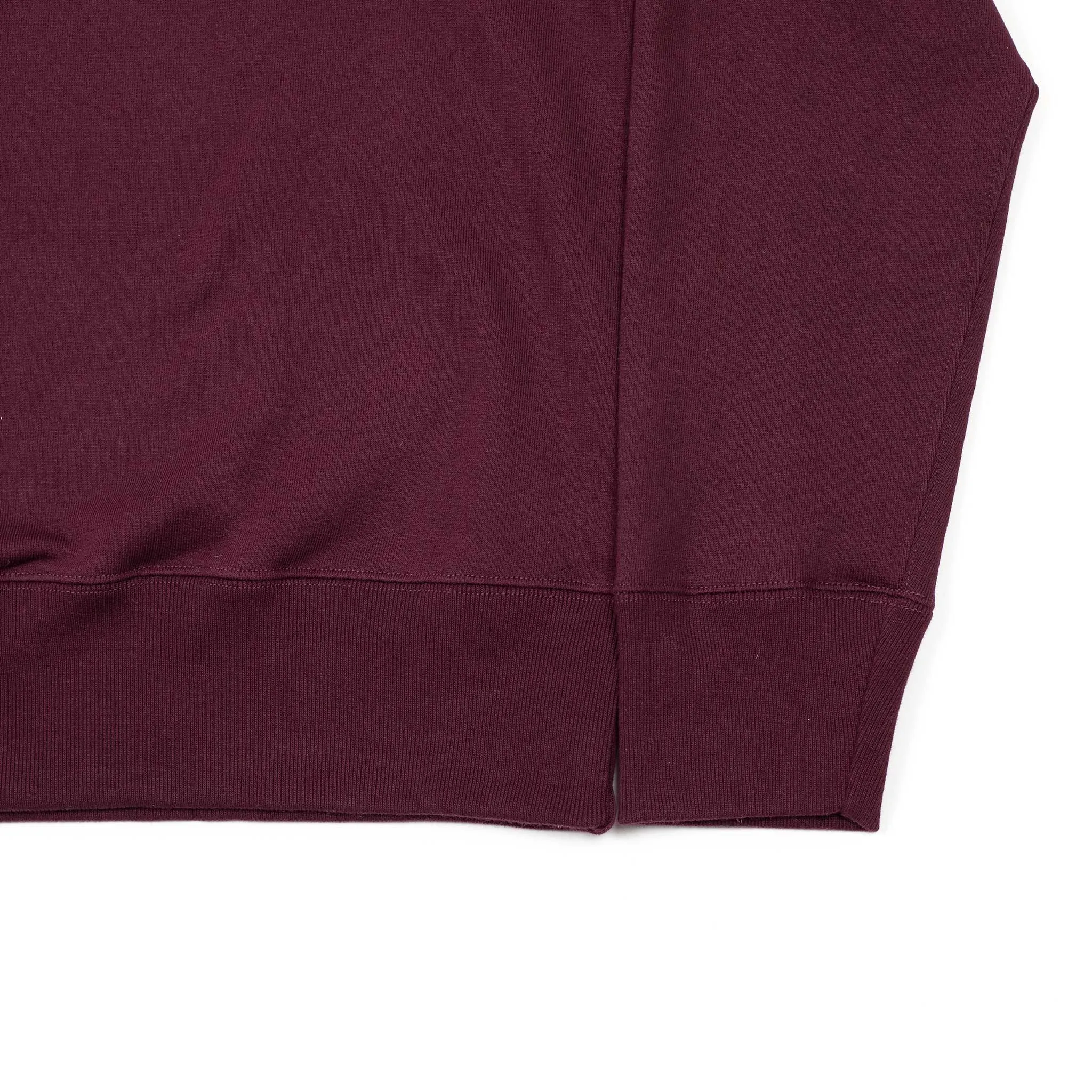 Classic three-thread 346 sweatshirt in 'Ruby Red' burgundy cotton