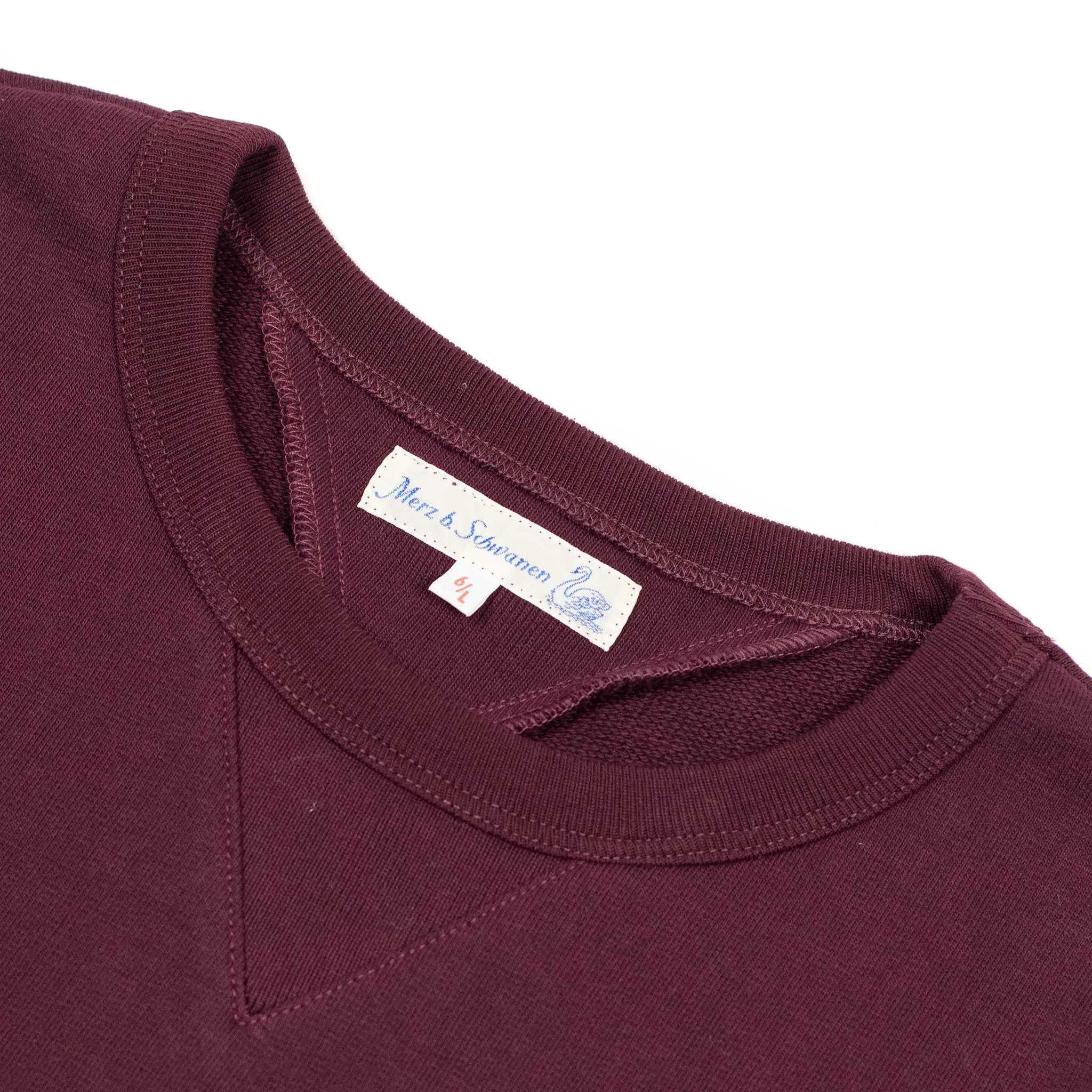 Classic three-thread 346 sweatshirt in 'Ruby Red' burgundy cotton