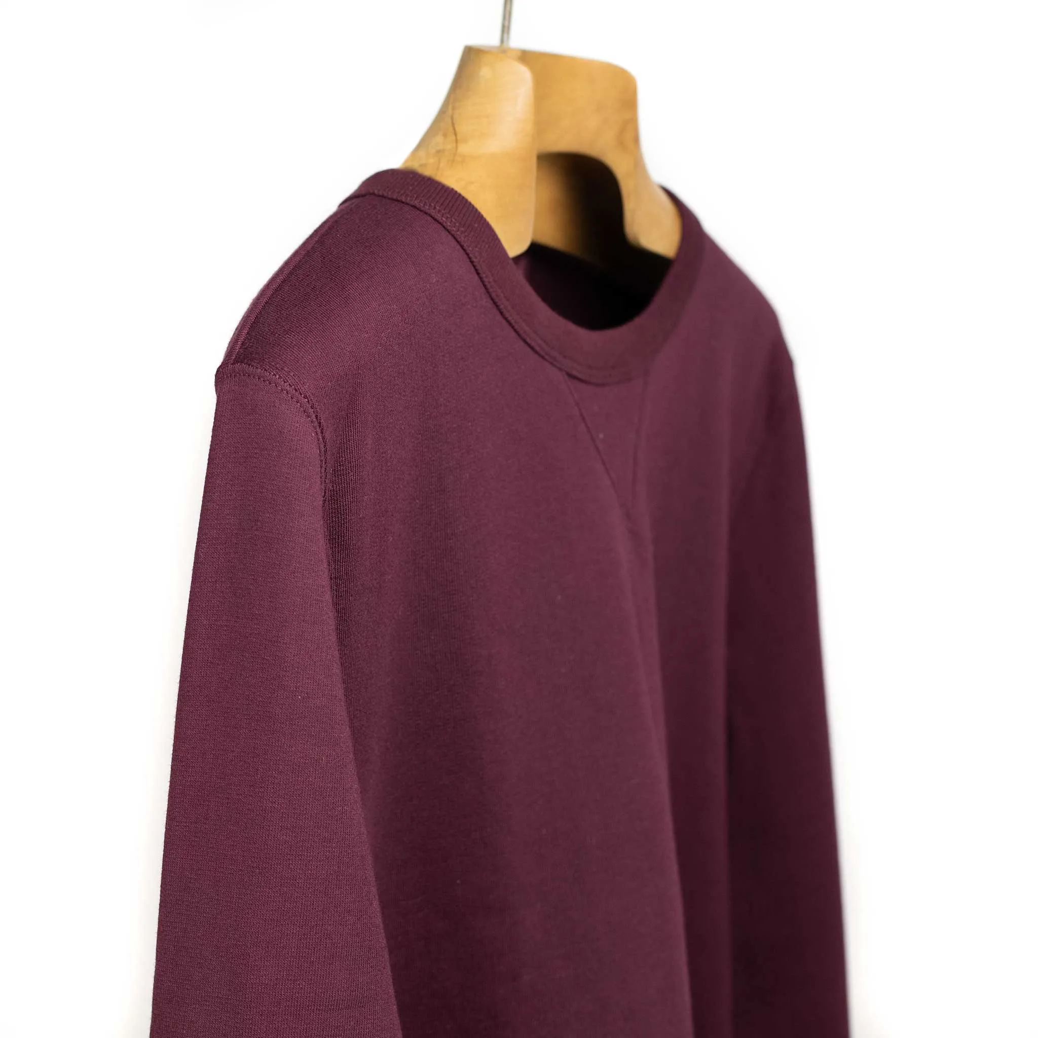 Classic three-thread 346 sweatshirt in 'Ruby Red' burgundy cotton