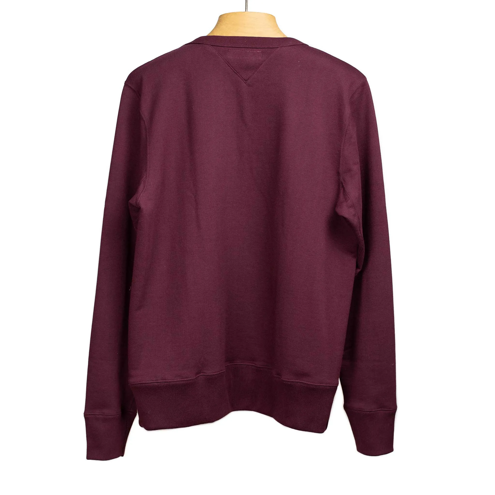 Classic three-thread 346 sweatshirt in 'Ruby Red' burgundy cotton