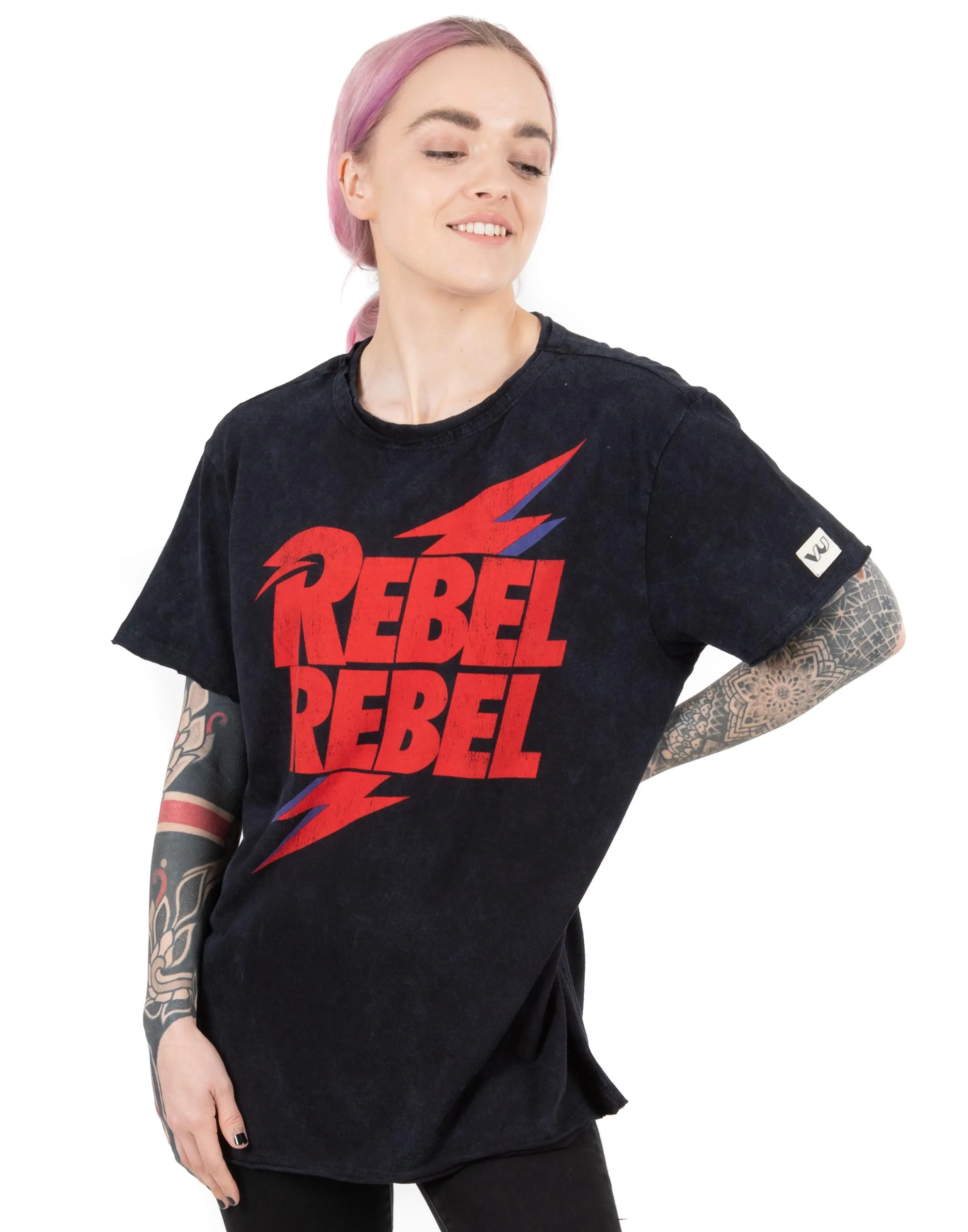 David Bowie Rebel Rebel Graphic Mens Black Short Sleeved T-Shirt