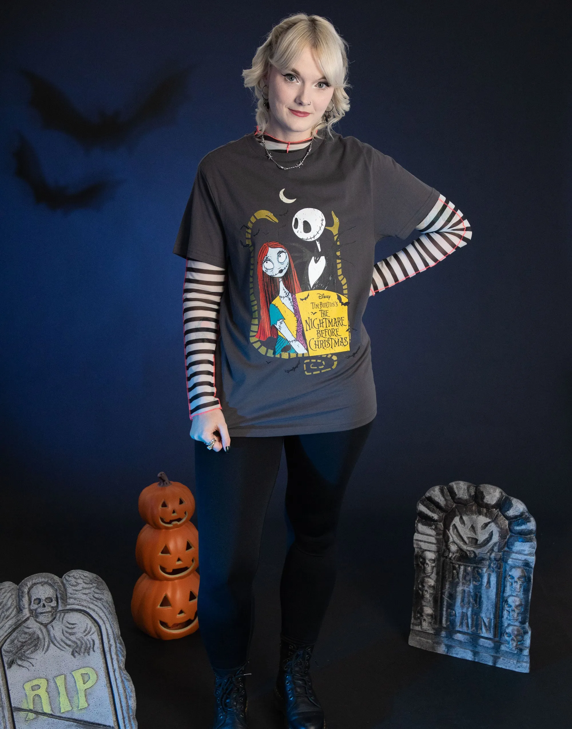 Disney Jack and Sally Unisex Grey Short Sleeved T-Shirt