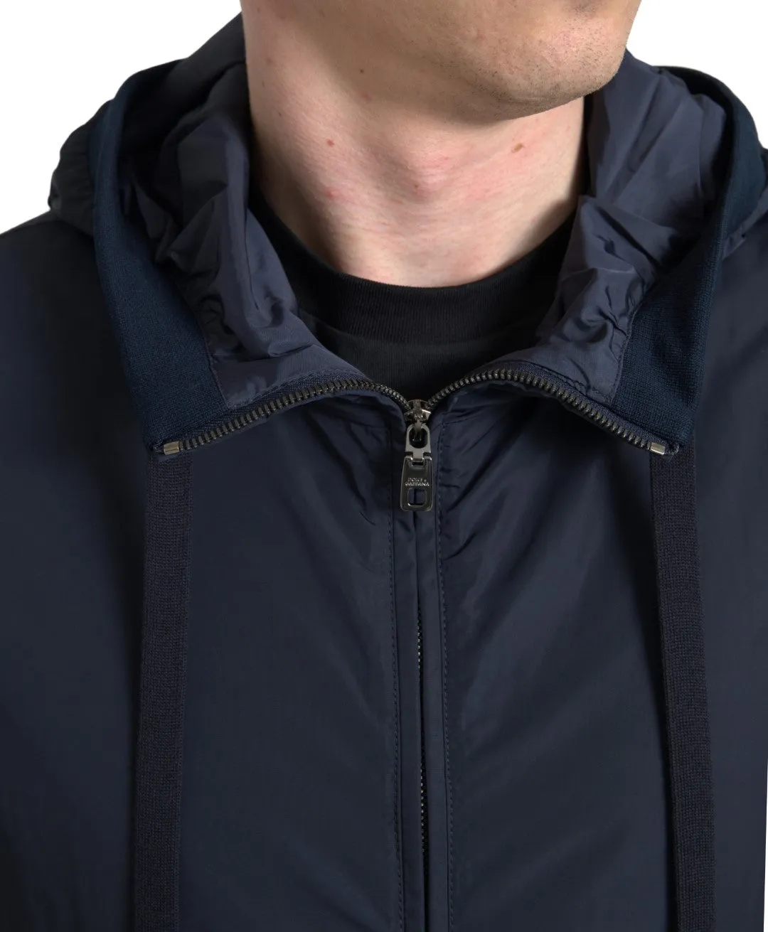 Dolce & Gabbana Elegant Blue Hooded Sweatshirt with Zip Closure