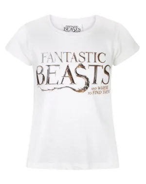 Fantastic Beasts And Where To Find Them Girls White Short Sleeved T-Shirt