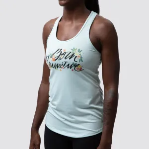 Floral Calligraphy Staple Tank (Sky Blue)