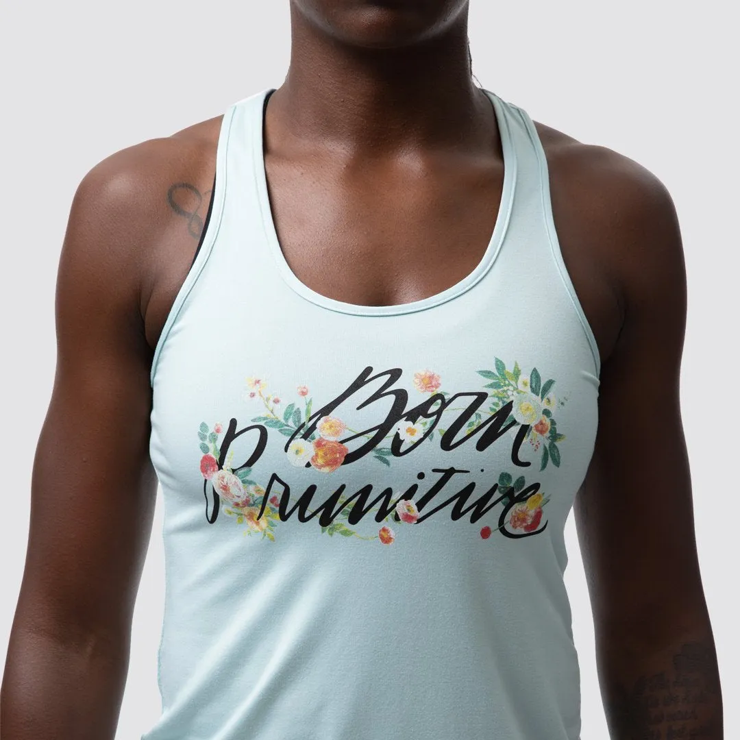 Floral Calligraphy Staple Tank (Sky Blue)