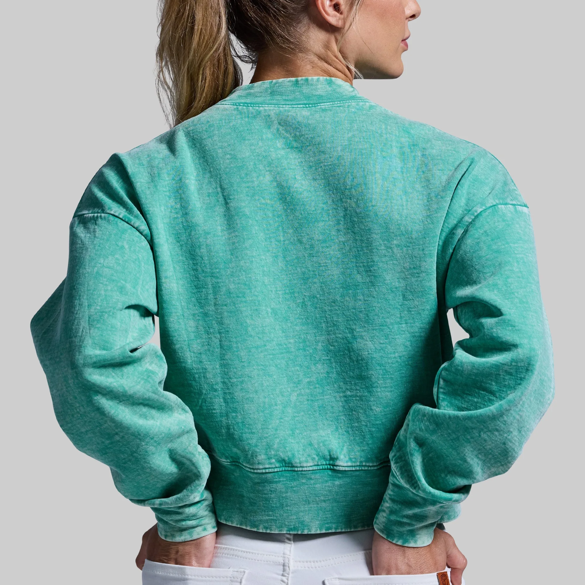 Good Karma Cropped Sweatshirt (Washed Jade)