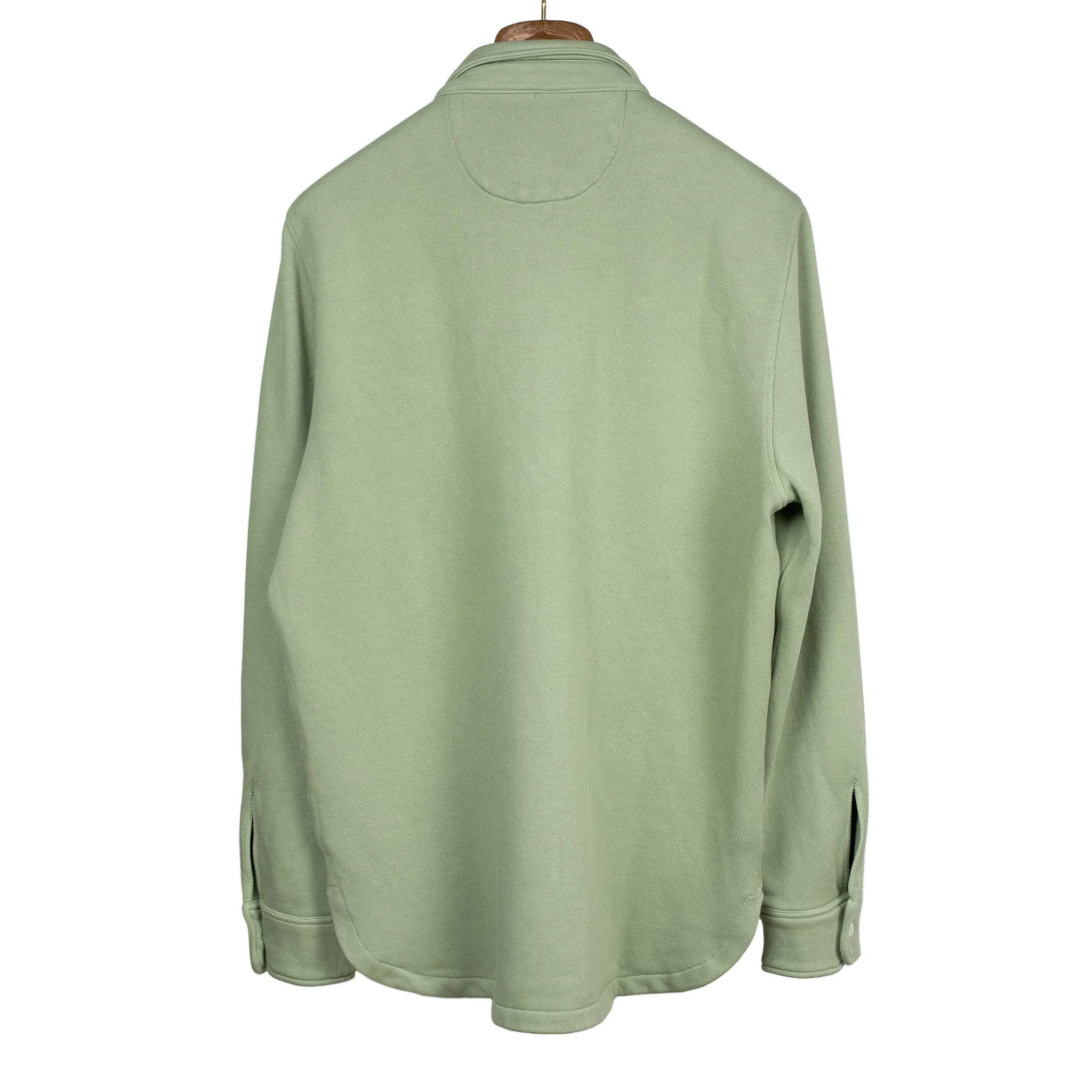 Half-zip collared sweatshirt in faded olive cotton