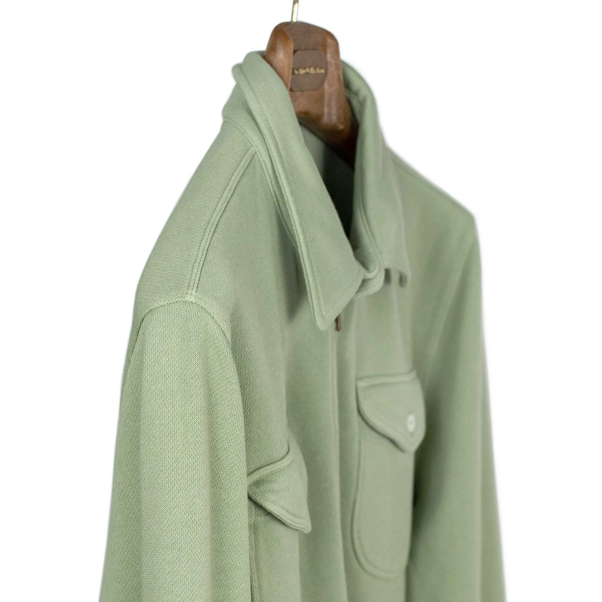 Half-zip collared sweatshirt in faded olive cotton