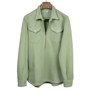 Half-zip collared sweatshirt in faded olive cotton