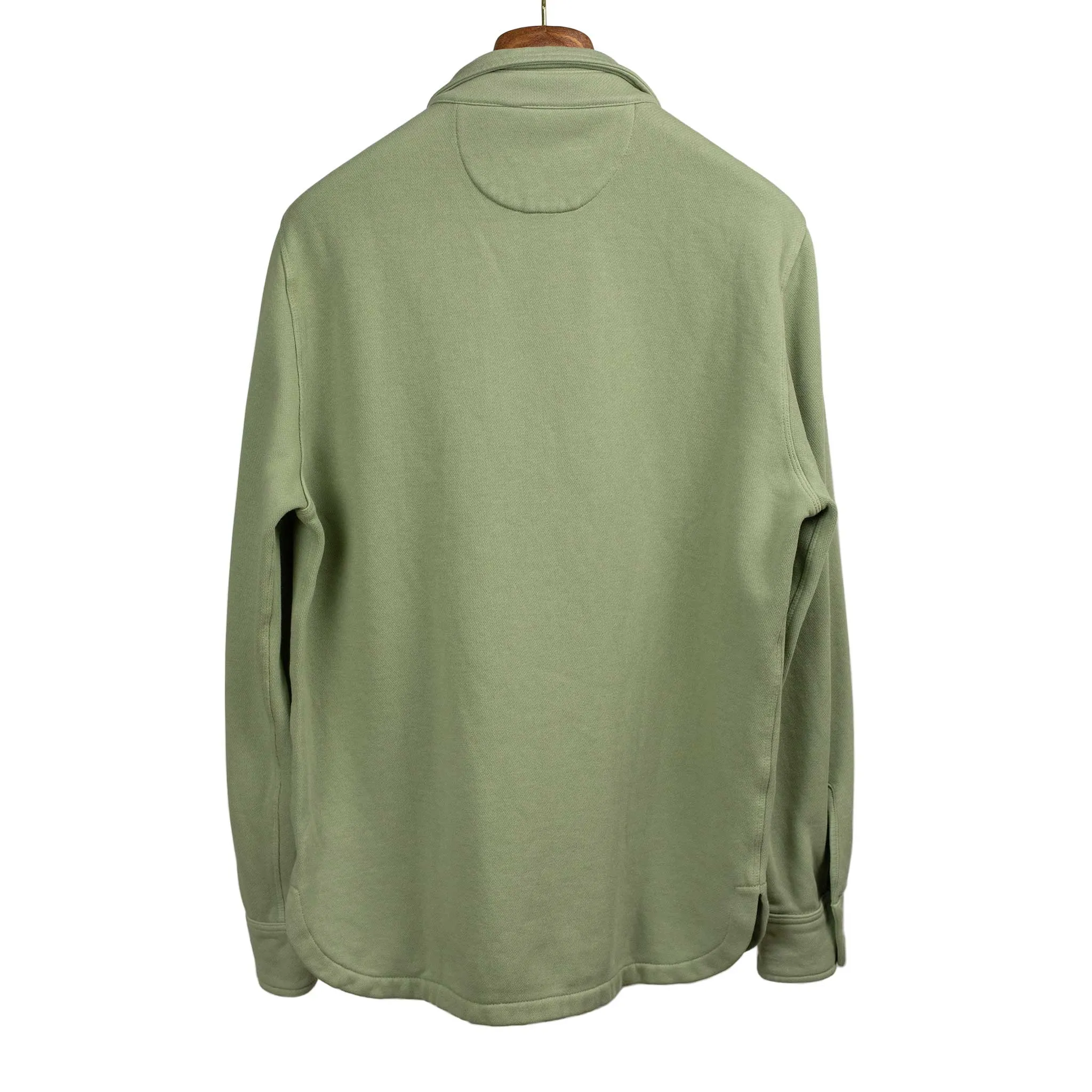 Half-zip sweatshirt in faded olive organic cotton fleece (restock)