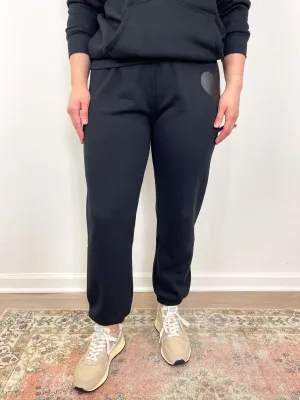 Heart Sweatpants in Black/Black