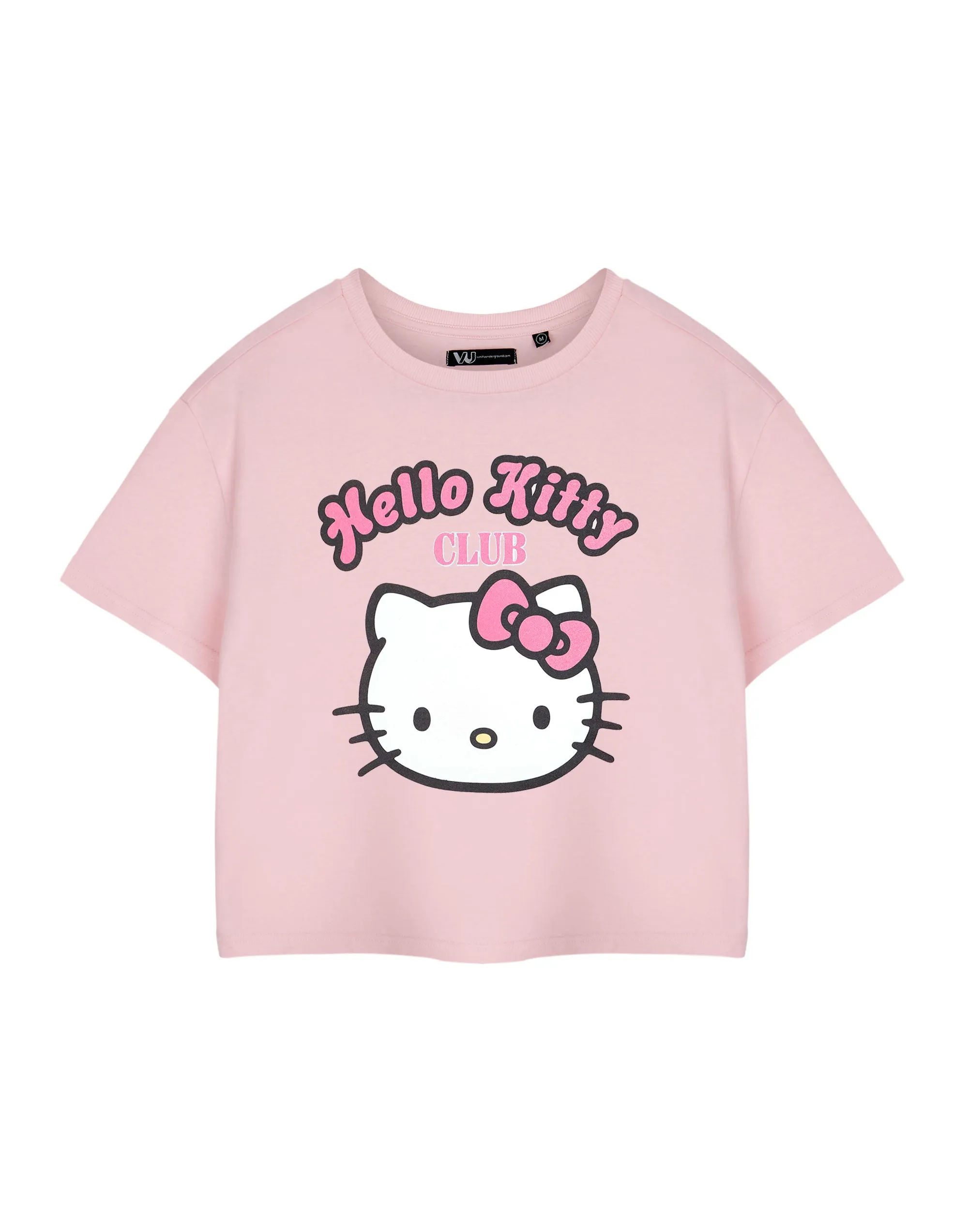 Hello Kitty Club Womens Pink Cropped Short Sleeved T-Shirt