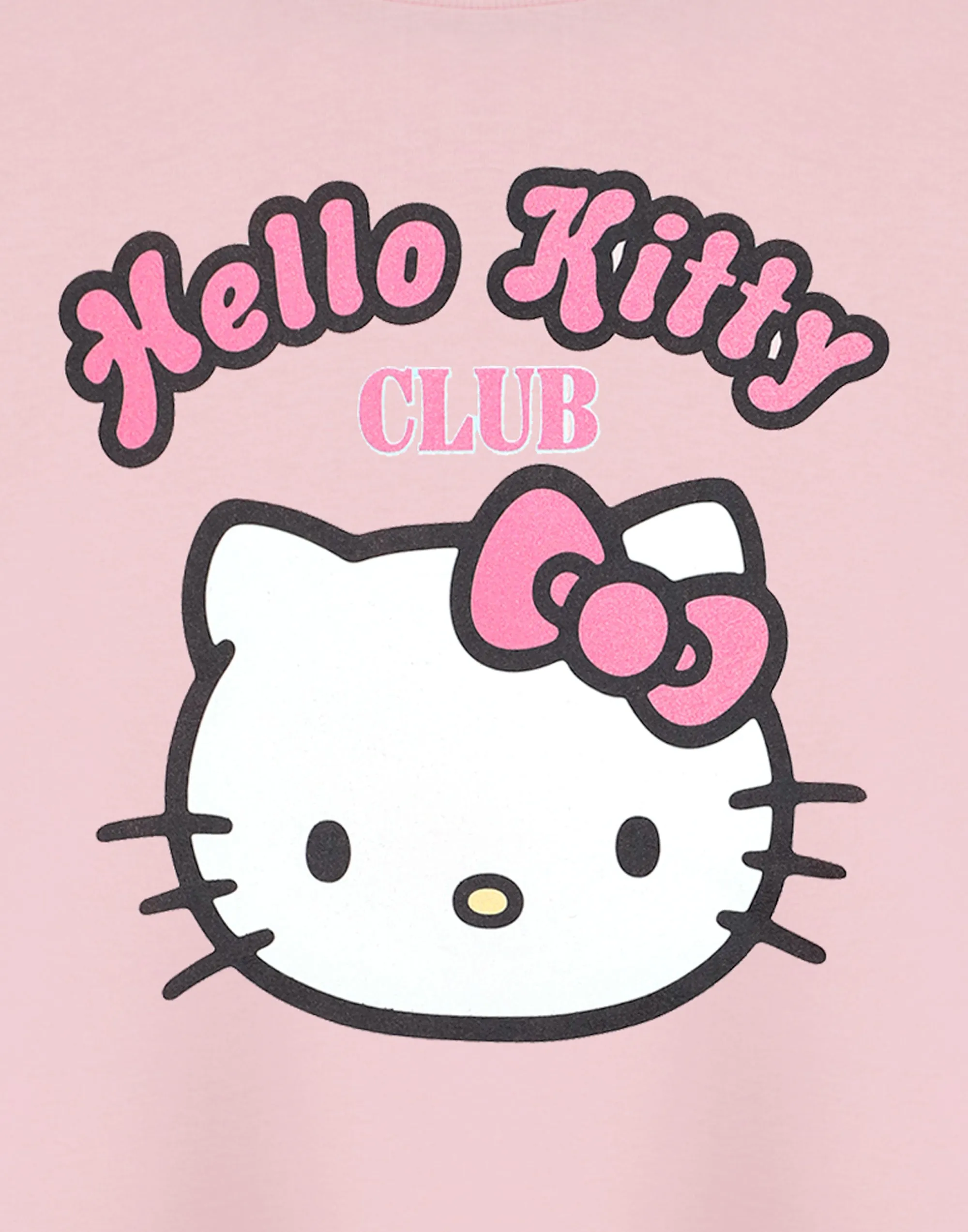 Hello Kitty Club Womens Pink Cropped Short Sleeved T-Shirt