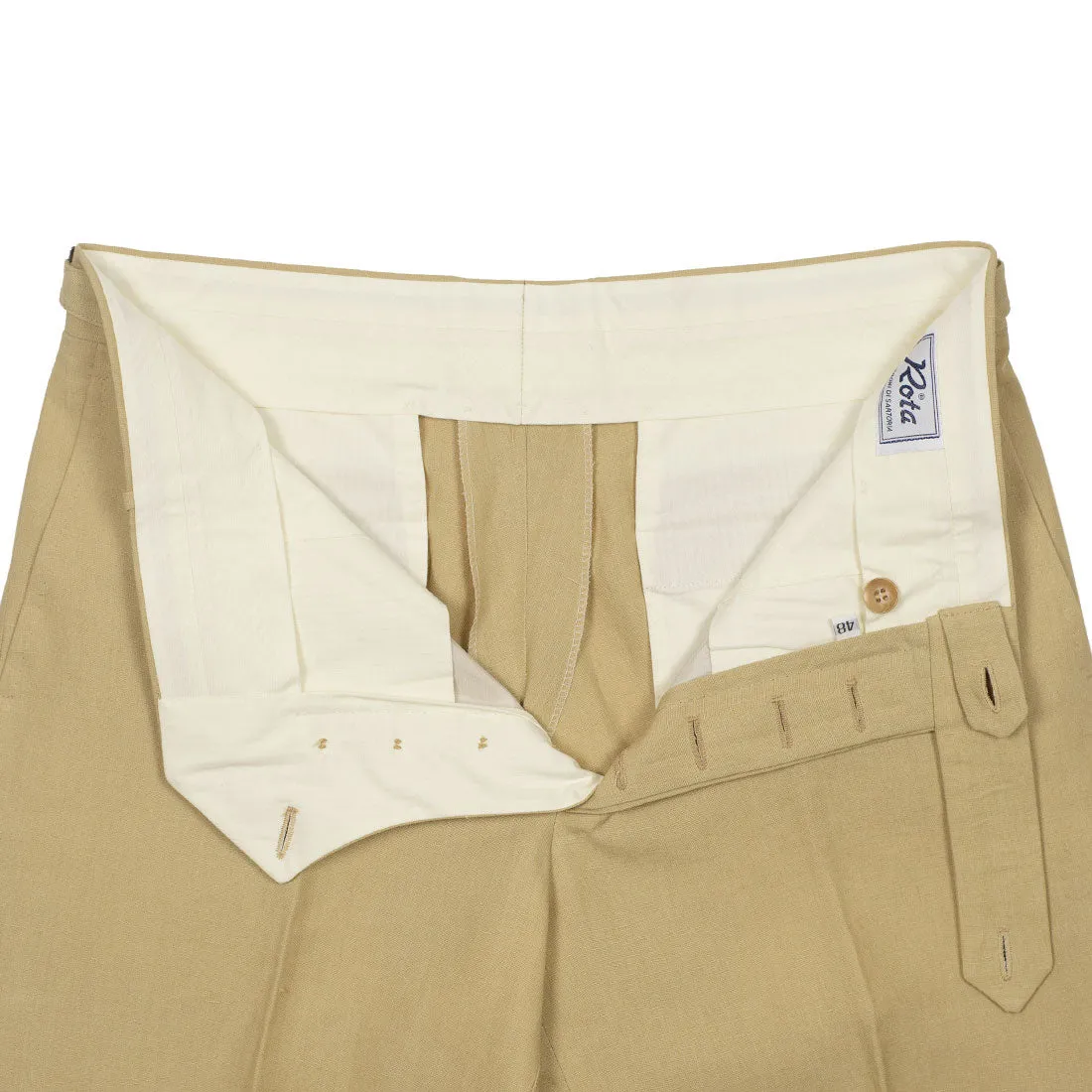 Higher-rise tan Irish linen trousers (restock)