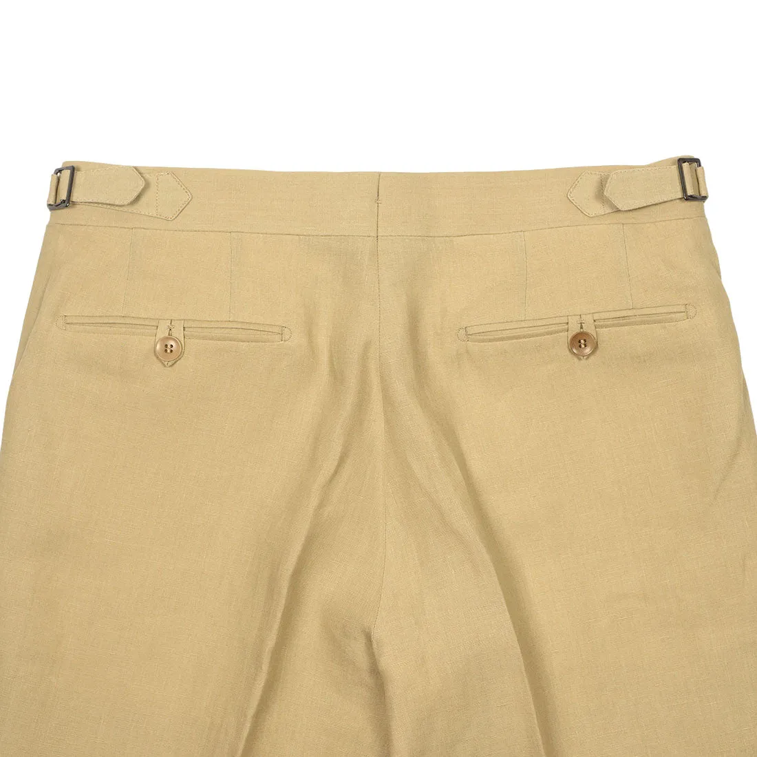 Higher-rise tan Irish linen trousers (restock)