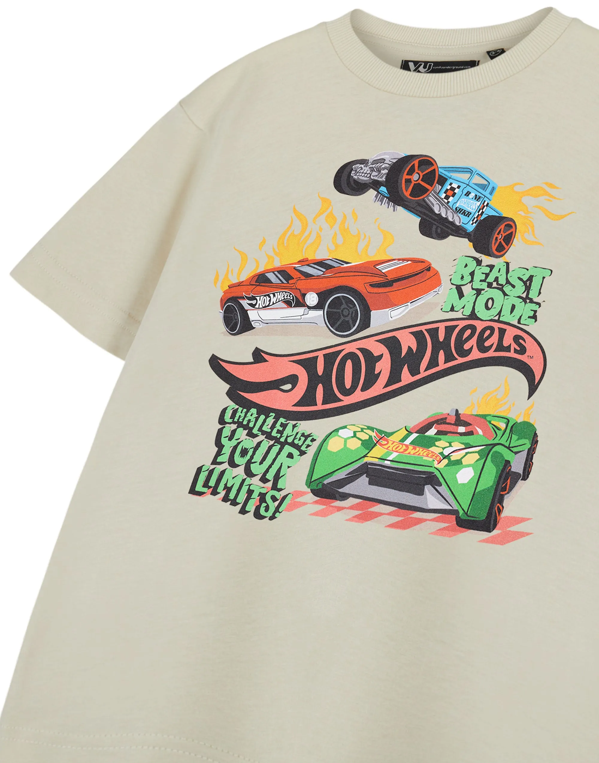 Hot Wheels Beast Mode Boys Beige Short Sleeved T-Shirt