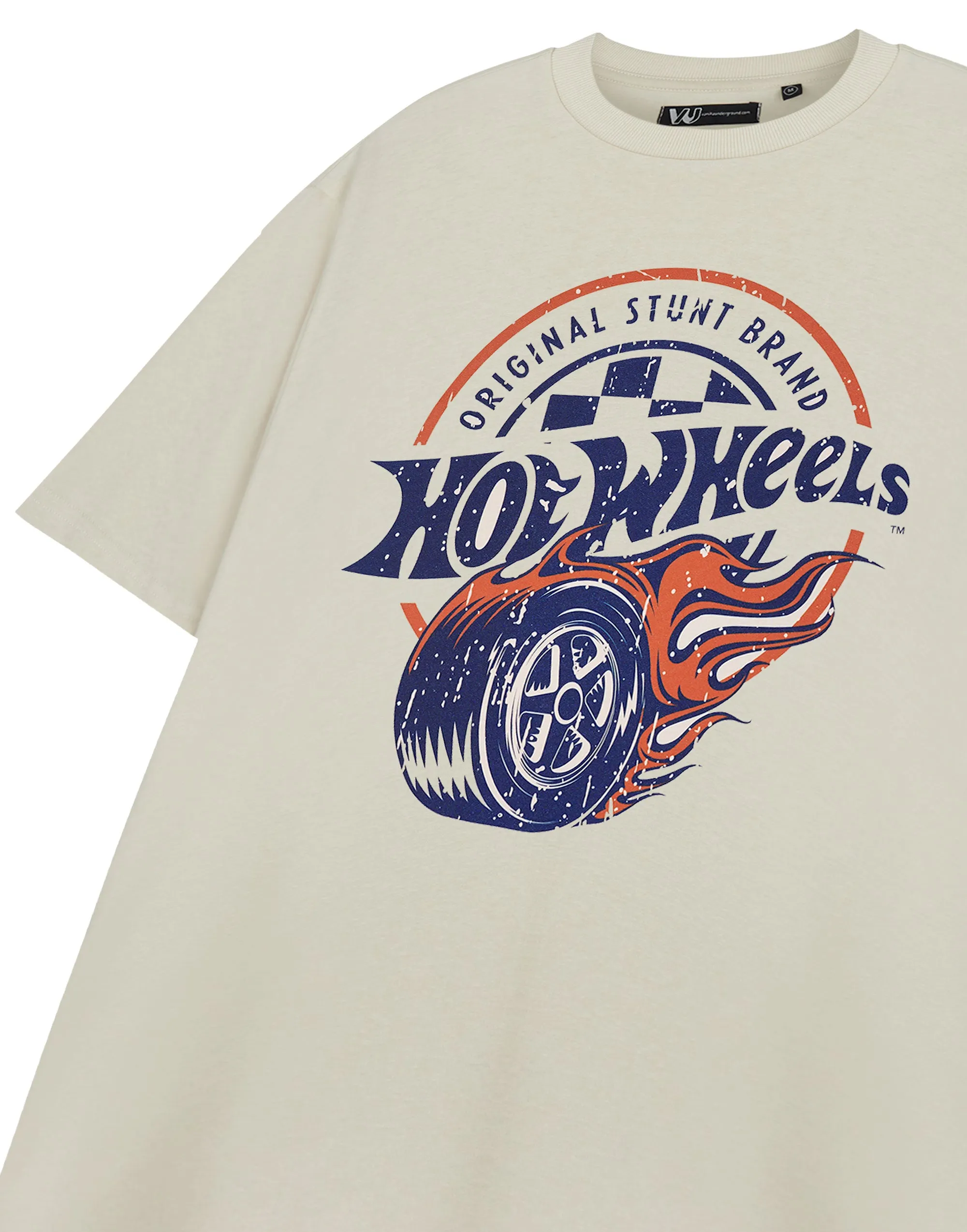 Hot Wheels Original Stunt Brand Mens Beige Short Sleeved T-Shirt