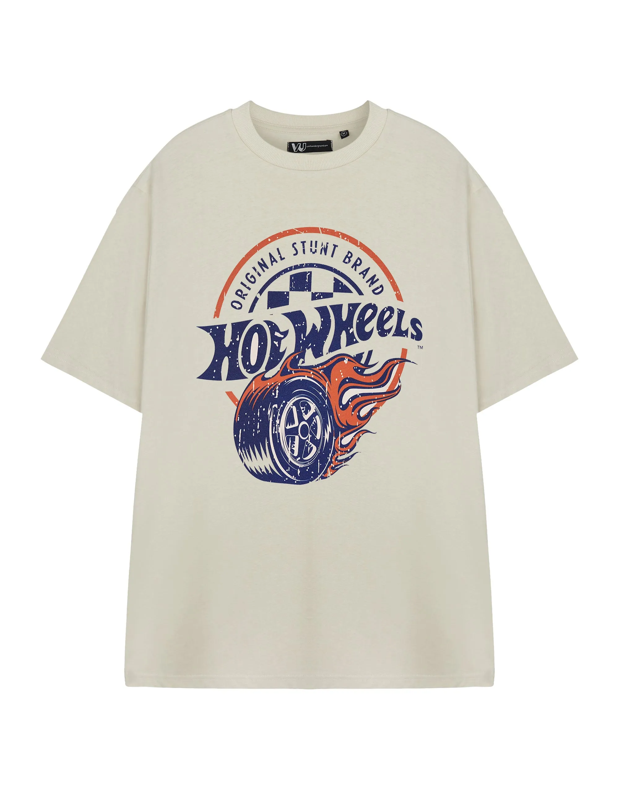 Hot Wheels Original Stunt Brand Mens Beige Short Sleeved T-Shirt