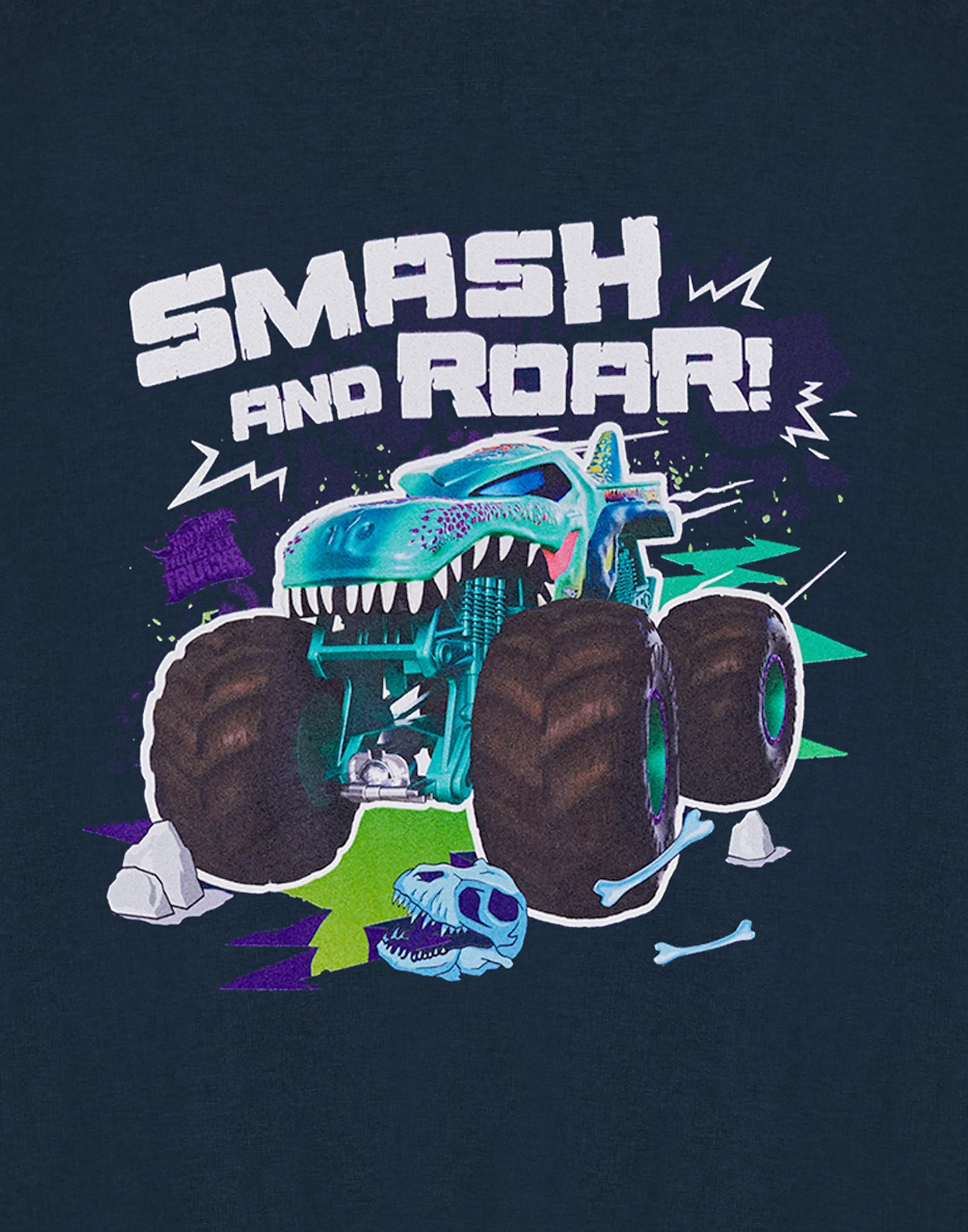 Hot Wheels Smash And Roar Boys Blue Short Sleeved T-Shirt