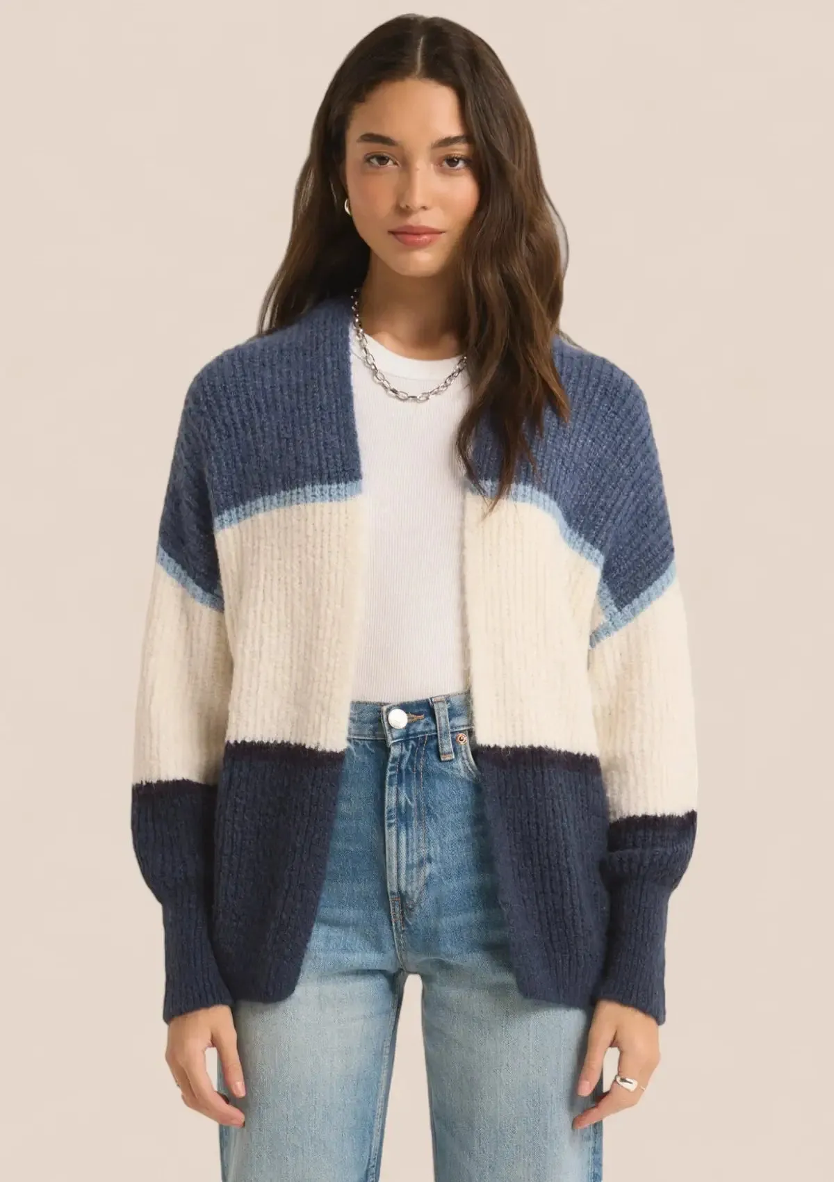 Jones Stripe Cardigan - True Navy