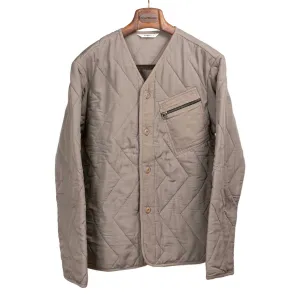 Liner jacket in steel grey zig zag quilted tencel