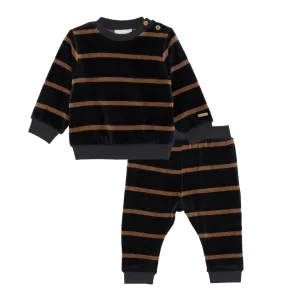 Minymo - Velour Sweatshirt   Pant Set - Golden Stripe