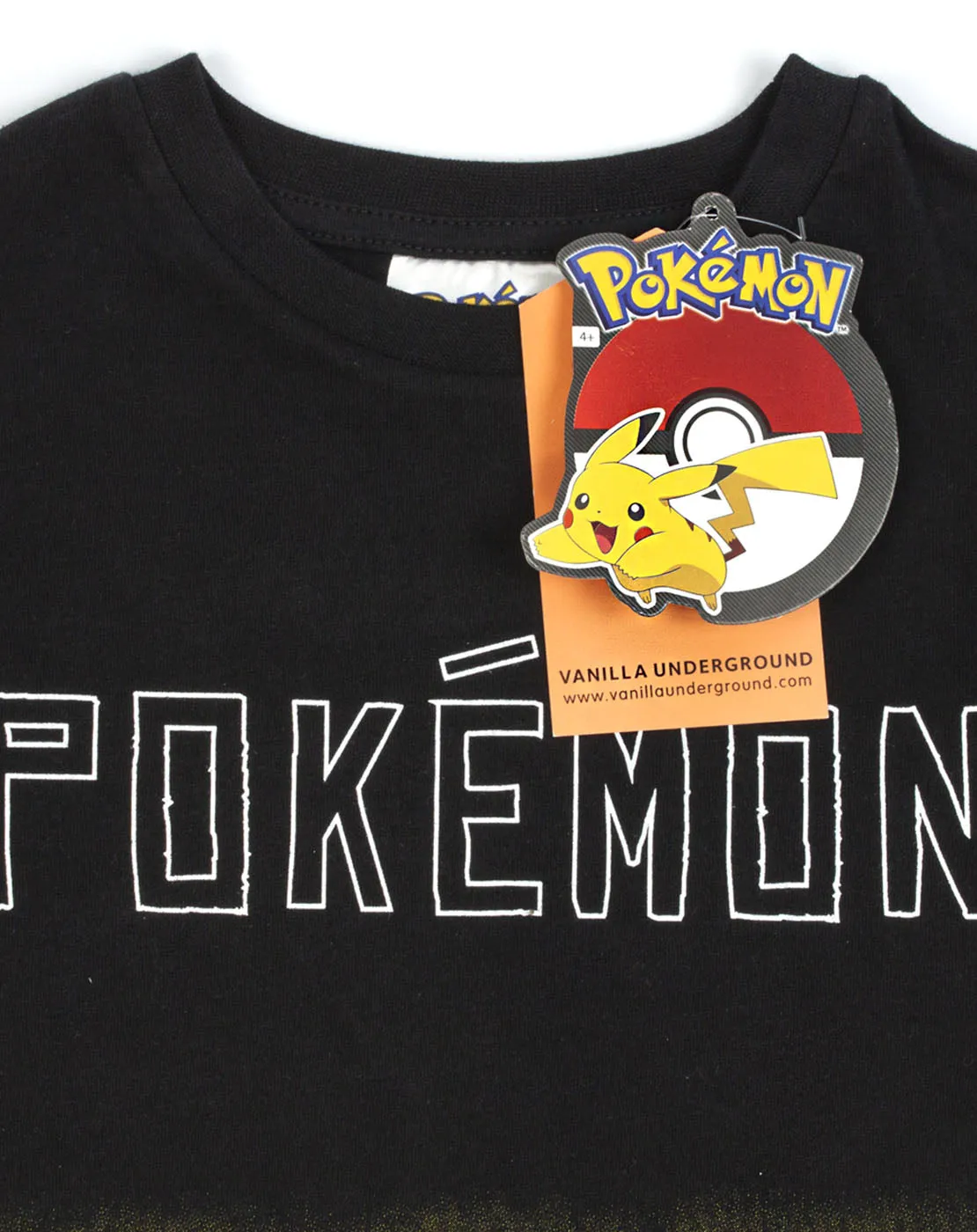 Pokemon Pikachu Fade Long Sleeve Boy's T-Shirt- Black