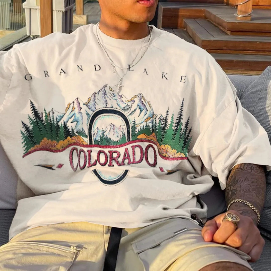 Retro  COLORADO Print Oversized T-Shirt