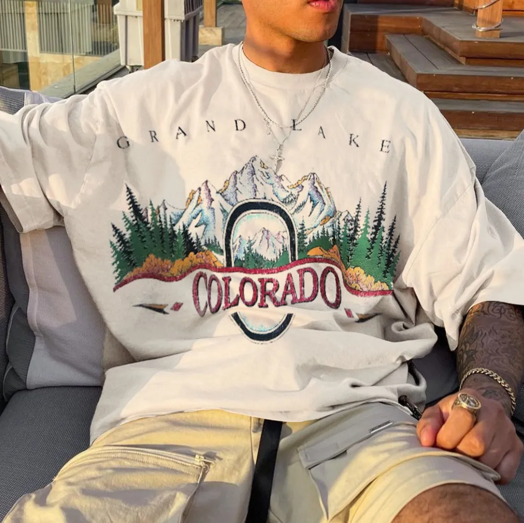 Retro  COLORADO Print Oversized T-Shirt