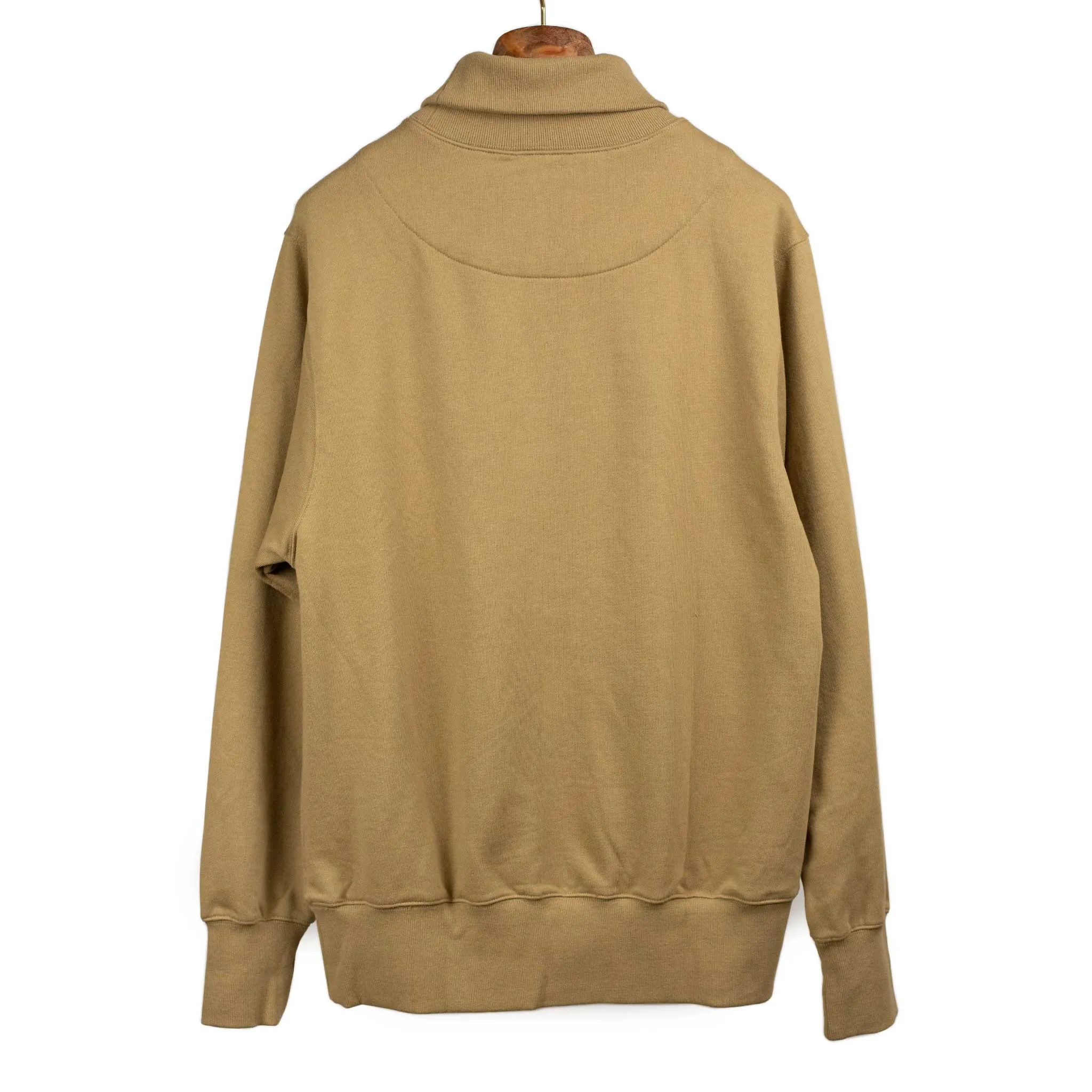 Rollneck in khaki garment washed jersey