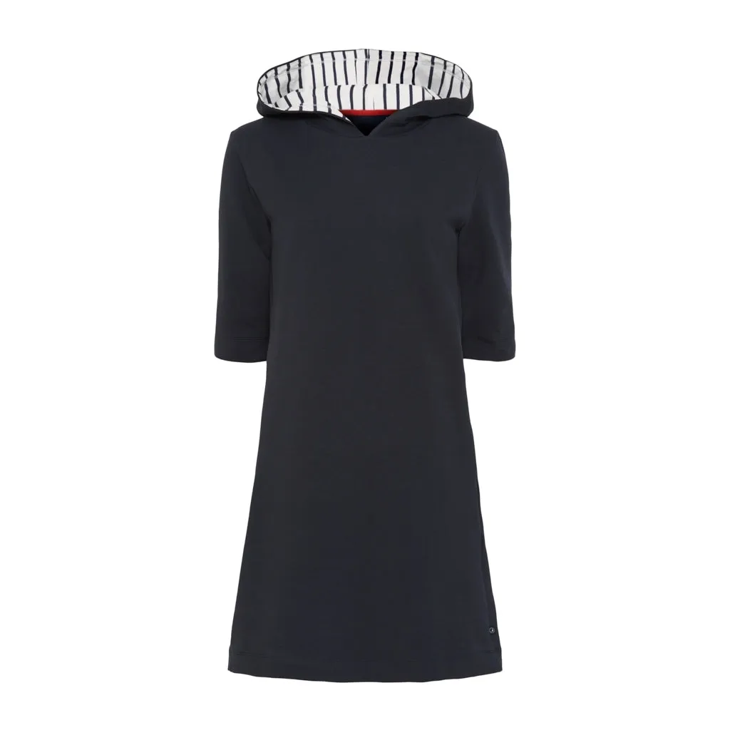 Ronja Striped 3/4 Sleeve Sweat Dress - Dark Navy