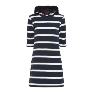 Ronja Striped 3/4 Sleeve Sweat Dress - Dark Navy/Pearl