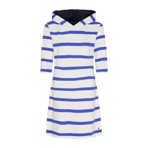 Ronja Striped 3/4 Sleeve Sweat Dress - Pearl/Alaskan Blue