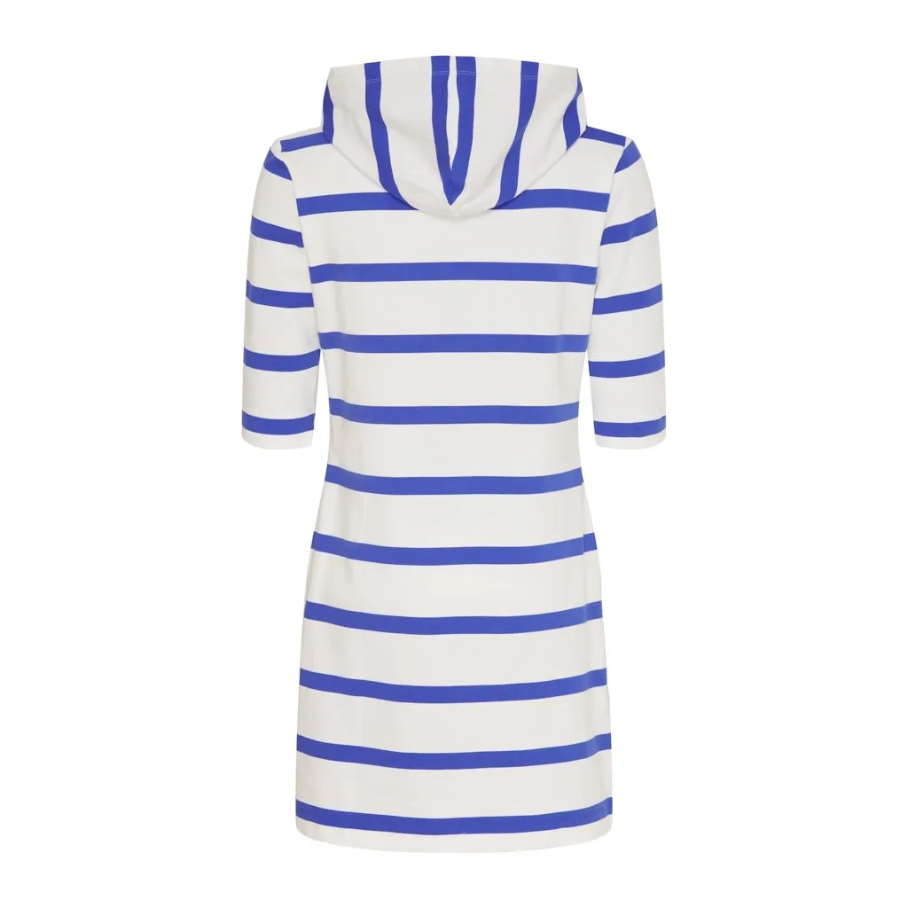 Ronja Striped 3/4 Sleeve Sweat Dress - Pearl/Alaskan Blue