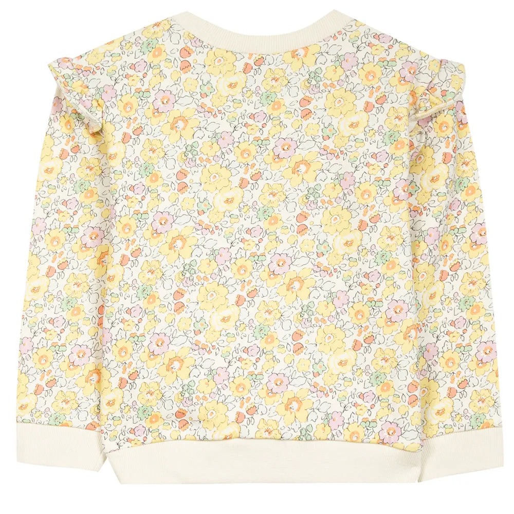 Ruffle Shoulder Floral Sweatshirt  - FINAL SALE