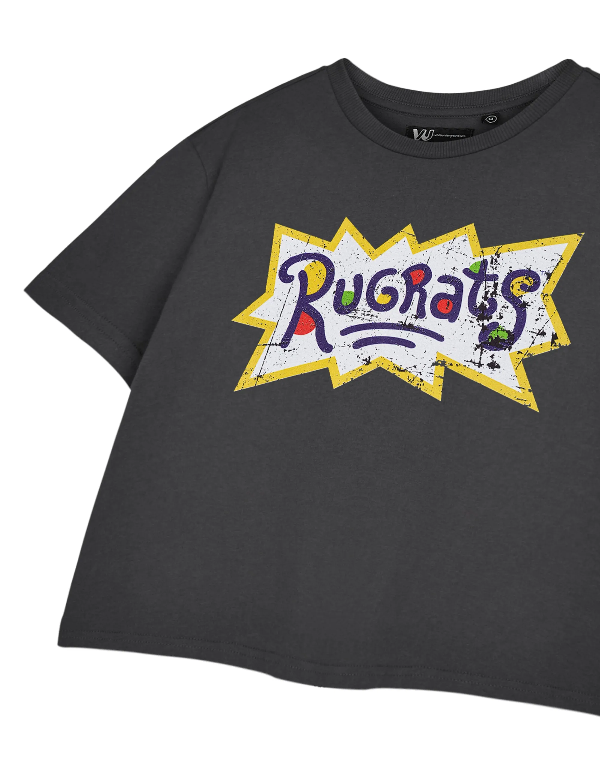 Rugrats Retro Logo Crop Womens Grey Cropped Short Sleeved T-Shirt