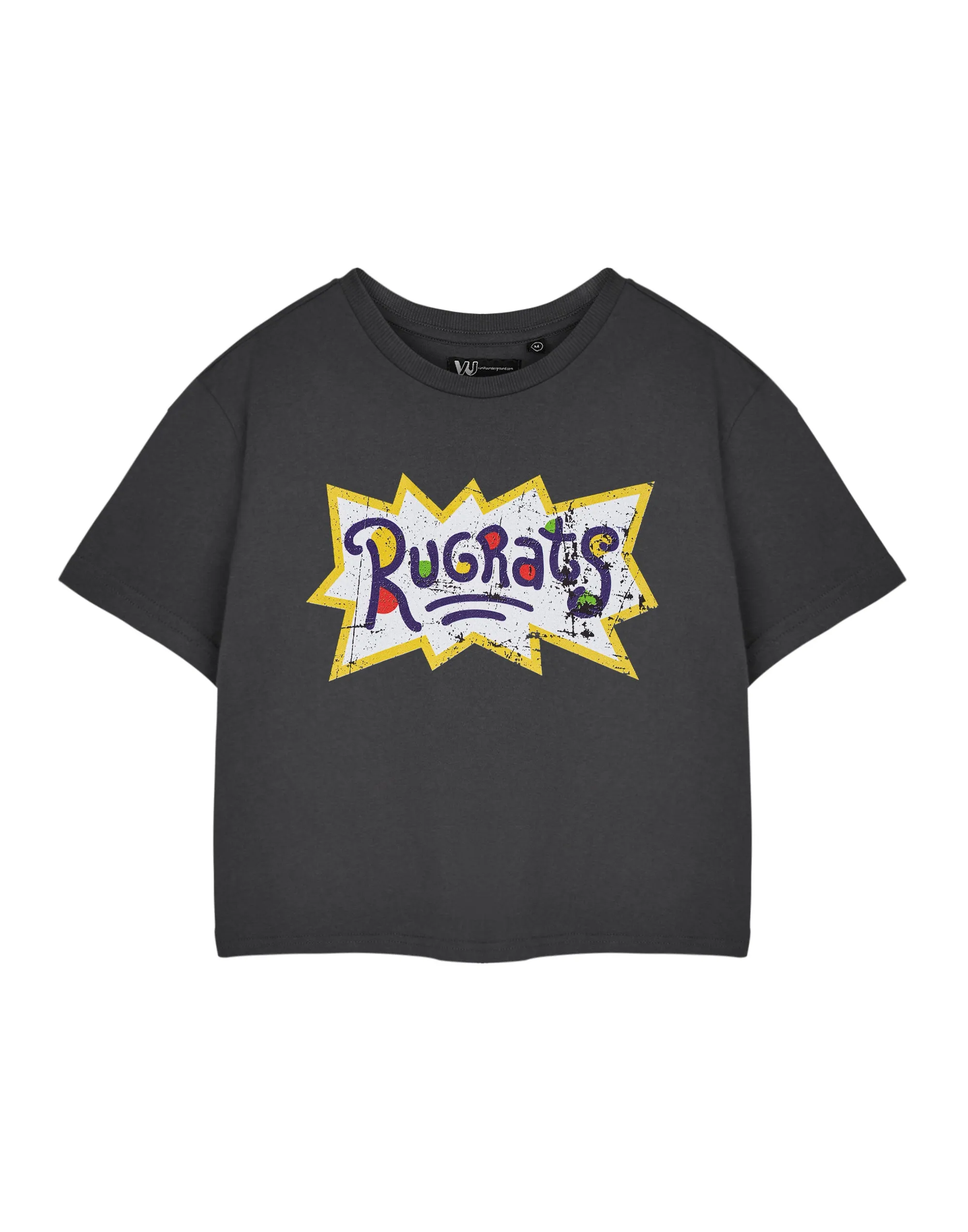 Rugrats Retro Logo Crop Womens Grey Cropped Short Sleeved T-Shirt